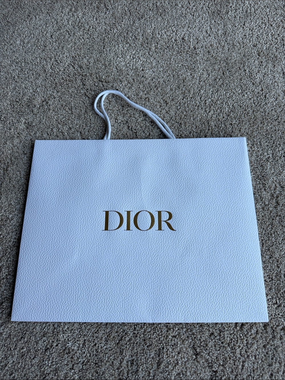 Dior White Logo Tote Bag with Gold Lettering